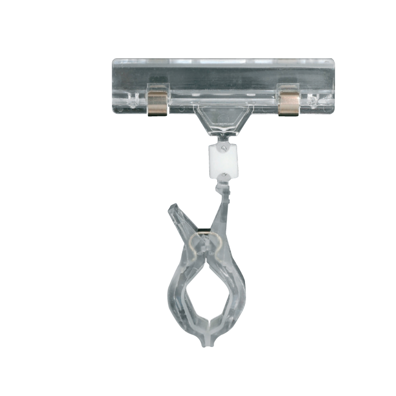 Clear Grip, skilteholder, med bred klemme, klar akryl, H10 cm
