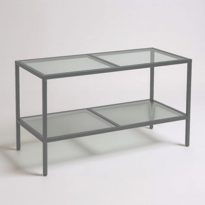 Luton, bord, med frostet glasplader, titan, 160 x 80 x H80 cm