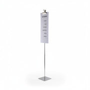 Skilteholder, med klemme, krom, fodplade 10 x 10 cm, H73 cm