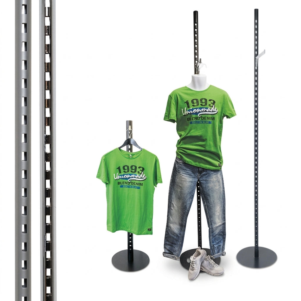 Fönster- / pelardisplay m/ fronthängning. 60 mm, H226 cm. Välj färg