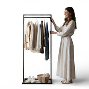 Klædestativ, sort, B80 x D50 x H140 cm. Tøjstativ Frame