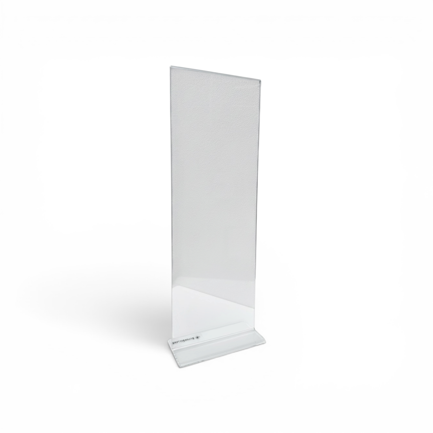 Skylthållare, ½ A4 hög, stående för bord, akryl