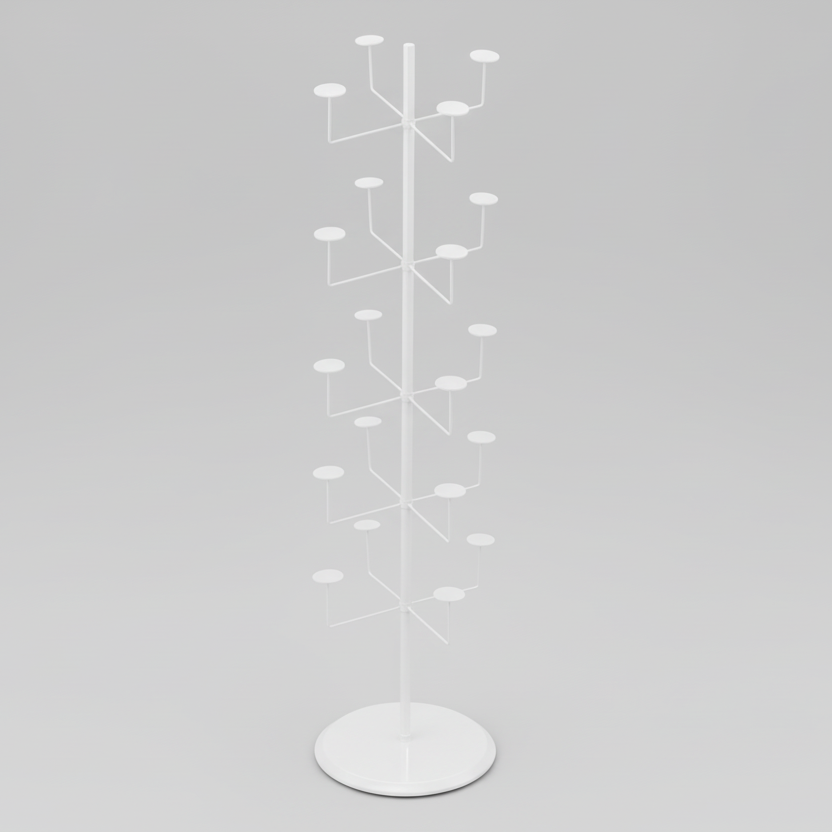 Hattestativ m/ 20 holdere - hvid