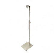 Taskdisplay, höjdjusterbar, med fyrkantig fot, borstad satin. ovalrund upphängning, H42-71 cm