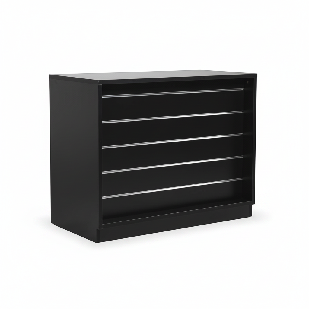 MADS bred butiksdisk, svart. B 120 - rillpanelfront