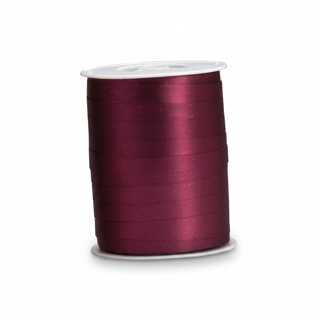 Gåvbandsband, matt metall bordeaux, 10 mm, rulle 250 m