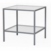 Luton, bord, med klare glasplader, titan, 80 x 80 x H80 cm.