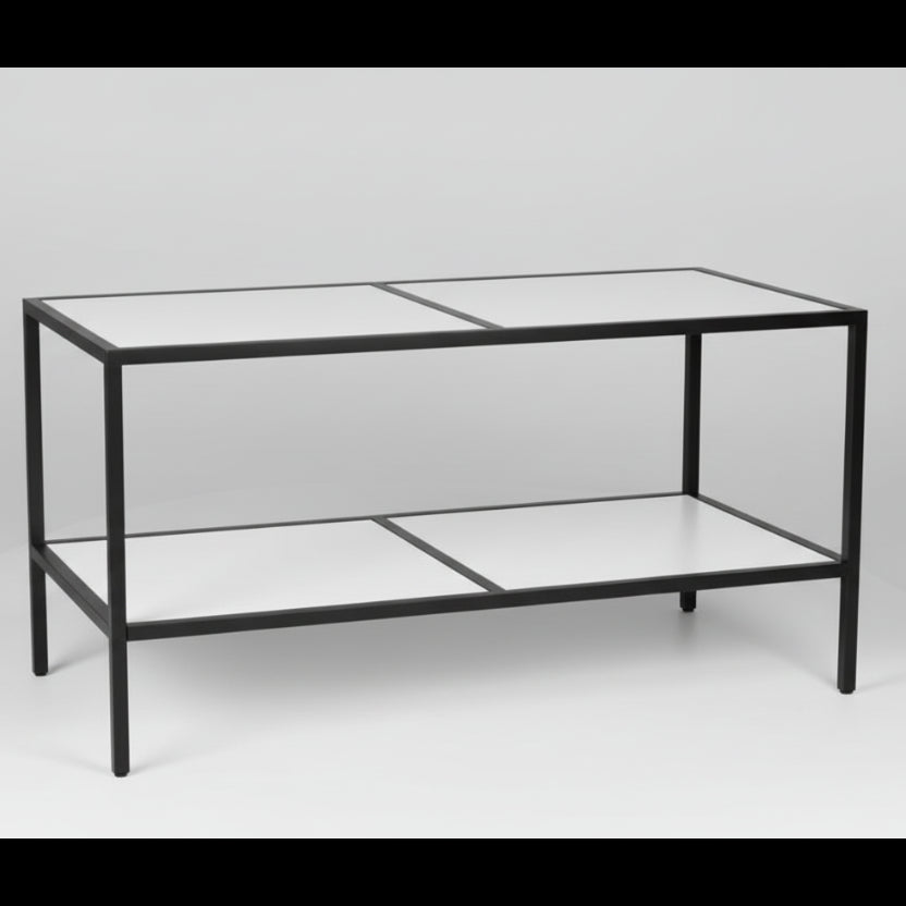 Luton, bord, med vita melaminskivor, svart stativ, 160 x 80 x H80 cm