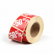 Röda etiketter m/ procent - 500 st. -50%
