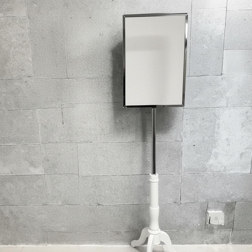 Fransk skiltefot, vit. A3 ram. Välj färg på skiltram