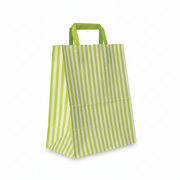 Papperspåse, randig, limegrön, B 25 x D/SF 14 x H 30 cm, förp. med 50 st., 80 gram