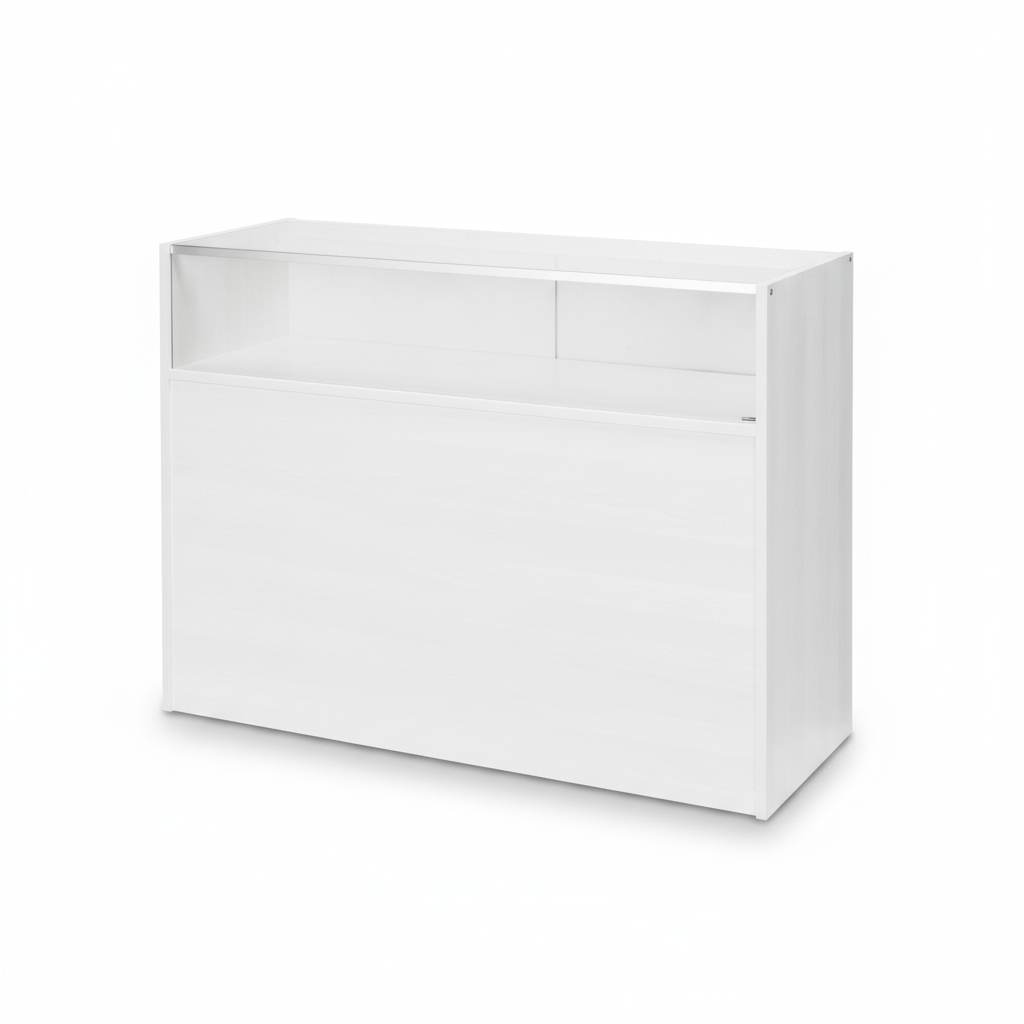 Slimline Disk, glasmodul, med 1/4 glasfront och skjutdörrar, vit, B 122 × D 46 × H 96 cm