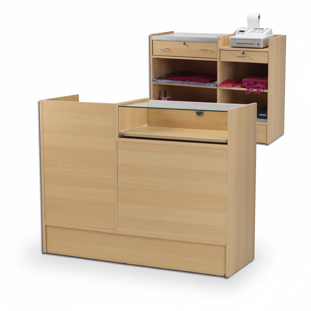 Slimline Disk, kombimodul, med glastopp, inkl. 1 utdragskasse, liten skuff och 2 fack med 1 hylla vardera, lönn, H96 x B120 x D46 cm