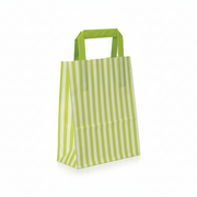 Papperspåse, randig, limegrön, B 18 x D/SF 8 x H 22 cm., förpackning om 50 st., 80 gram