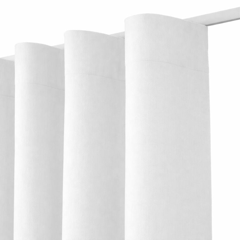 Forhæng i hvid, smudsafvisende bomuld, til u-gardinstang (frithængende), B200 x H190 cm. 21 hægter