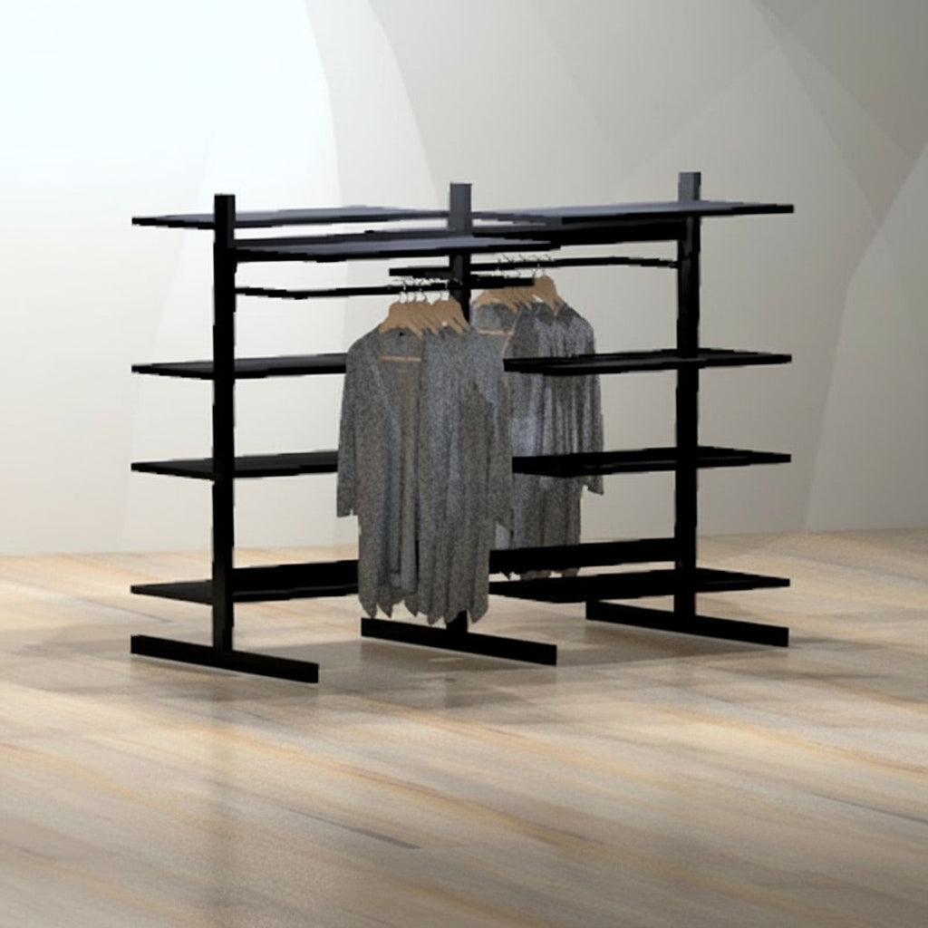 T-stolpe, svart, fot 75 cm, 140 cm