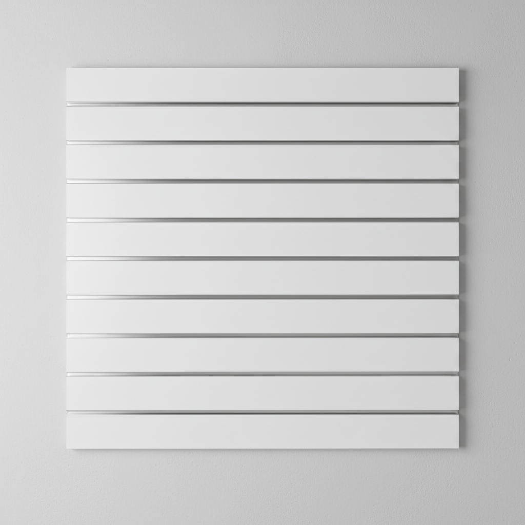 Hvidt rillepanel 120 x 120 cm med alulister og 7 spor