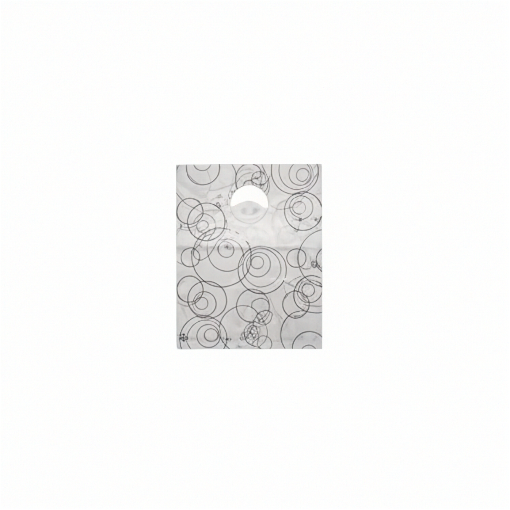 Vit plastpåse med svart mönster, 15 x 3,3 x 30 cm. 300 st.