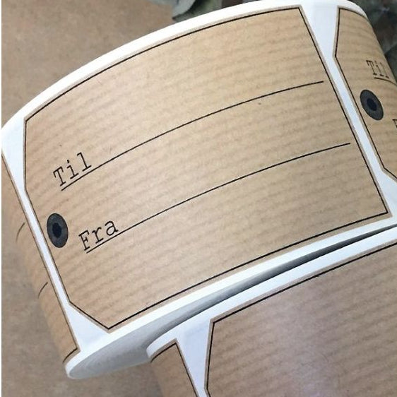 Presentetiketter - Manilla - 500 st. Brun. Till och från