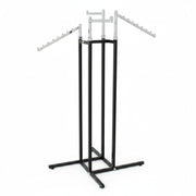 SuperSellerS height-adjustable clothing rack with black frame and two straight and two slanted chrome arms