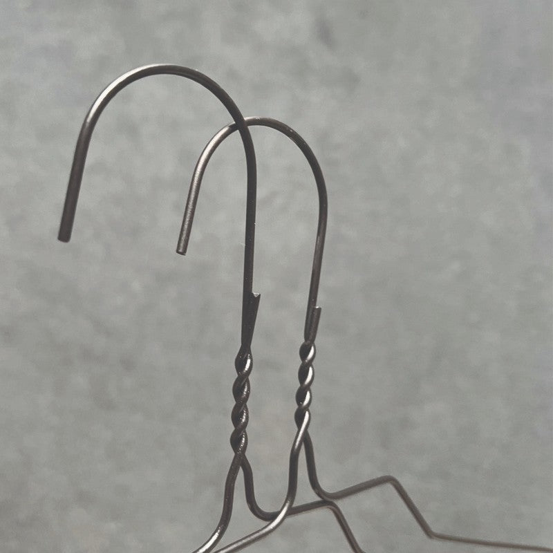 SuperSellerS black powder-coated metal children's clothes hangers with twisted hook detail