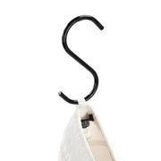 SuperSellerS black metal S-hook for hanging jeans and bags, 11.5 cm length, shown holding a white fabric item