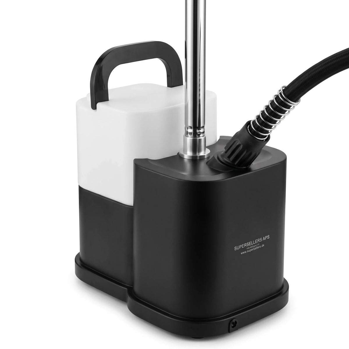 SuperSellerS Elite professionel steamer base med hvid vandtank og sort kabinet til effektiv tøjpleje