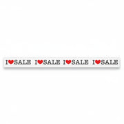 SuperSellerS I LOVE SALE window streamer with black text and red hearts, 120 cm long for retail shop displays.