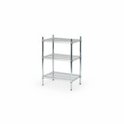 SuperSellerS TUBO three-tier chrome wire shelving unit for retail display with adjustable feet