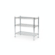 SuperSellerS TUBO 3-tier chrome wire shelving unit for retail, warehouse, or office storage, 91x36x90 cm.