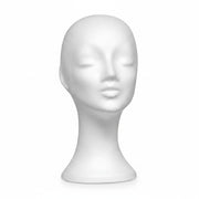 SuperSellerS white polystyrene female mannequin head for displaying hats, sunglasses, and jewelry accessories.