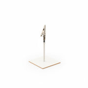 SuperSellerS white sign holder with a metal crocodile clip for retail displays, 10 cm height.