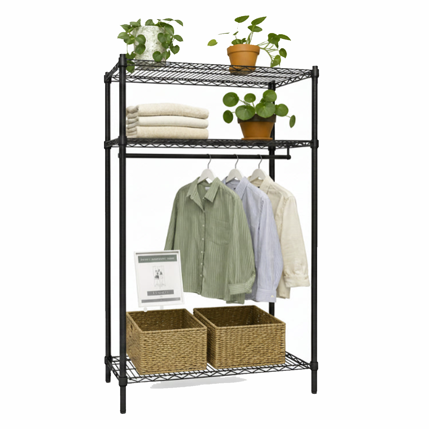Garderobhylla Reol - TUBO (B 122 x D 46 x H 220 cm.) - Svart